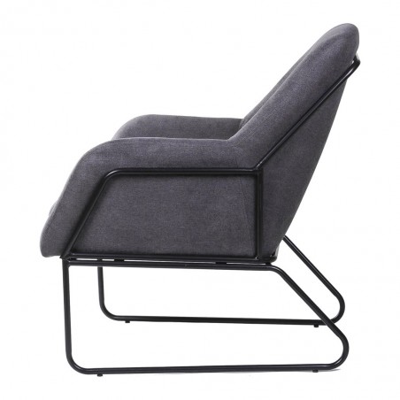 Sillón diseño estructura hierro negro y tapizado gris oscuro - 77x88x97h