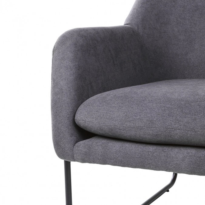 Sillón diseño estructura hierro negro y tapizado gris oscuro - 77x88x97h Sillón diseño estructura hierro negro y tapizado gris oscuro - 77x88x97h