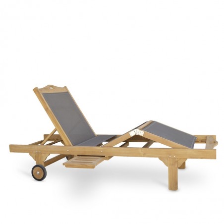 Tumbona de jardín teca y tejido screen - 65x200x35h