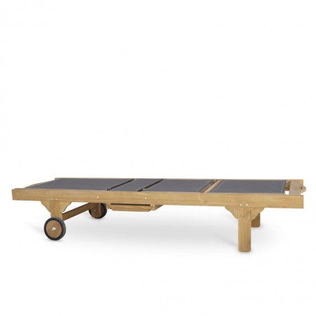 Tumbona de jardín teca y tejido screen - 65x200x35h