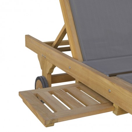 Tumbona de jardín teca y tejido screen - 65x200x35h