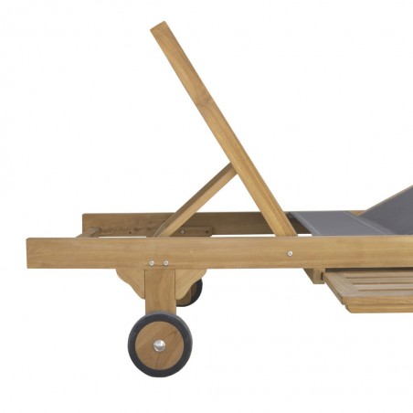 Tumbona de jardín teca y tejido screen - 65x200x35h