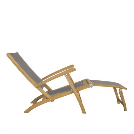 Sillón-tumbona madera teca y tejido screen - 65x140x100h