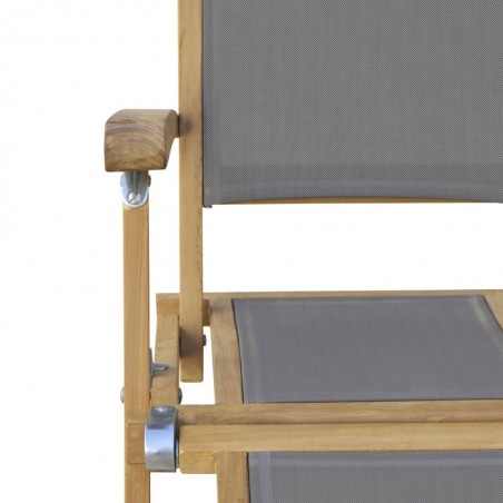 Sillón-tumbona madera teca y tejido screen - 65x140x100h