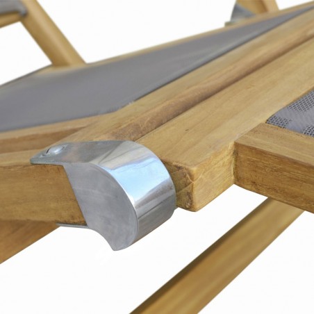 Sillón-tumbona madera teca y tejido screen - 65x140x100h