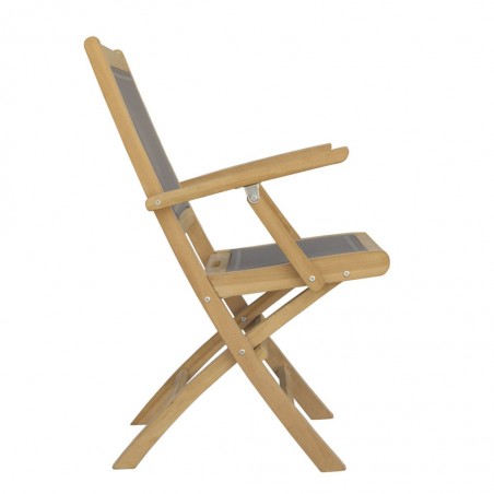 Silla con brazos madera teca y tejido screen - 654x60x90h