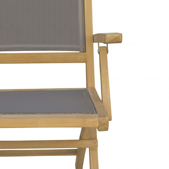 Silla con brazos madera teca y tejido screen - 654x60x90h