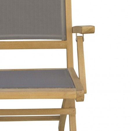 Silla con brazos madera teca y tejido screen - 654x60x90h