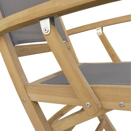 Silla con brazos madera teca y tejido screen - 654x60x90h