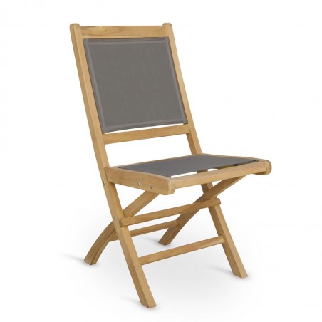 Silla de jardín madera teca y tejido screen - 46x60x90h