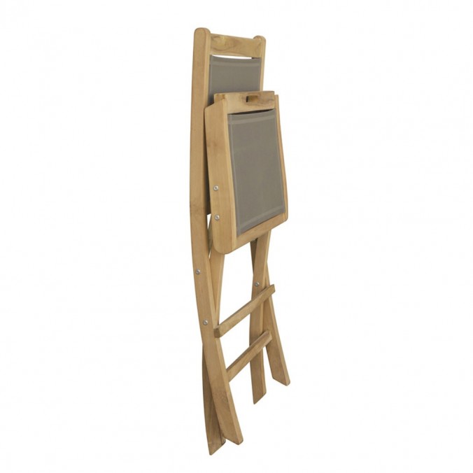 Silla de jardín madera teca y tejido screen - 46x60x90h