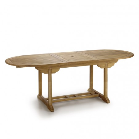 Mesa ovalada de jardín madera de teca extensible - 170-220cm