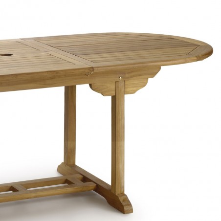 Mesa ovalada de jardín madera de teca extensible - 170-220cm