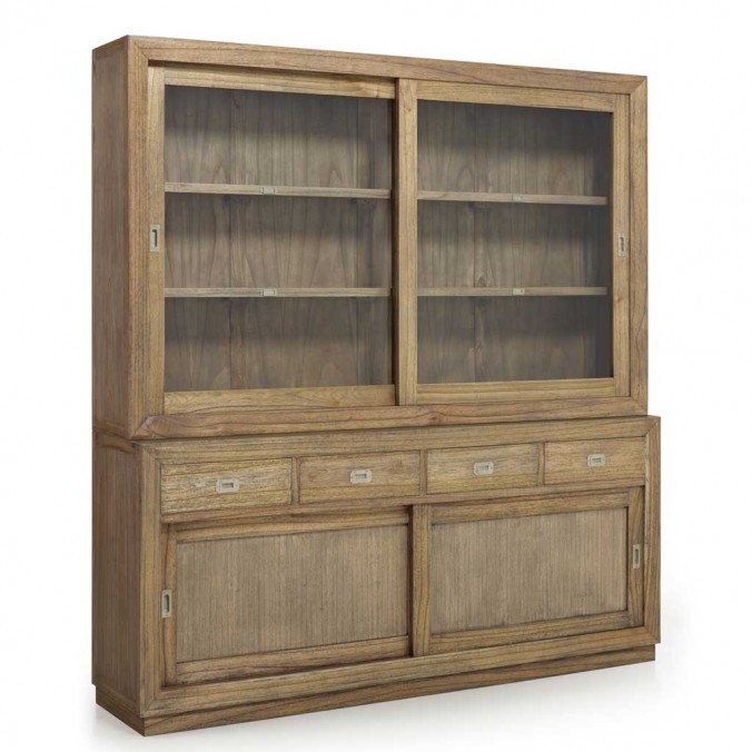 Vitrina estilo colonial 2 puertas correderas 200x40x132h