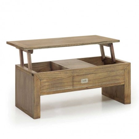 Mesa de centro elevable de estilo colonial 110x55x45-65h