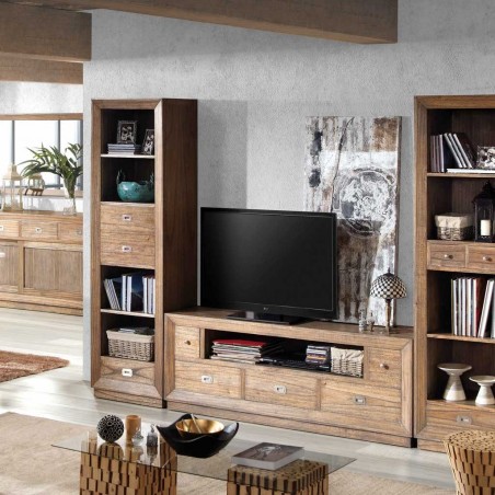 Mueble TV estilo colonial 5 cajones y 1 hueco 160x40x59h