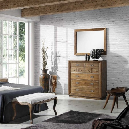 Cómoda de estilo colonial 9 cajones 100x45x110h