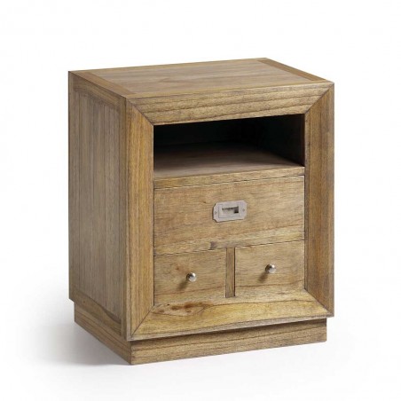 Mesita de noche estilo colonial 3 cajones 50x40x60h