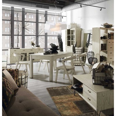 Mesa de comedor extensible estilo rústico 160-220cm x 90cm