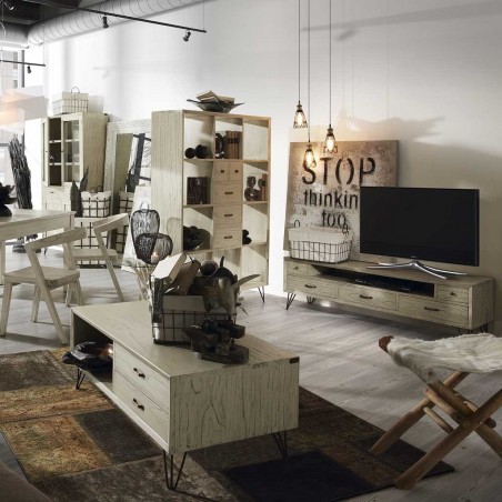 Librería de estilo rústico vintage 115x35x167h