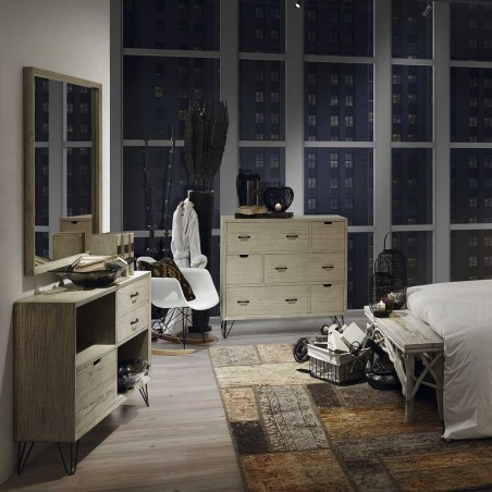 Espejo marco madera mindi tono crudo 80x100cm