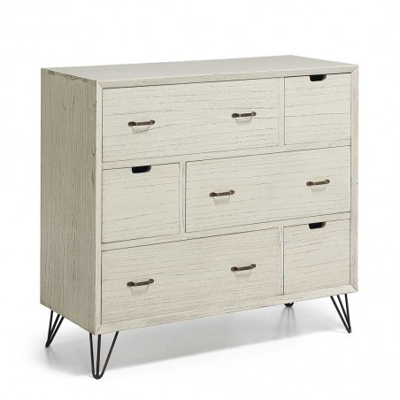 Cómoda  6 cajonesde estilo rústico vintage 110x45x100h