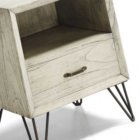 Mesita de noche con cajón de estilo rústico vintage 45x40x55h