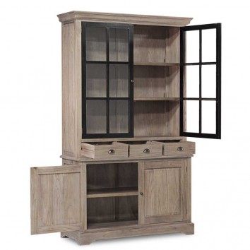 Vitrina de estilo provenzal madera maciza 130x47x215h 2