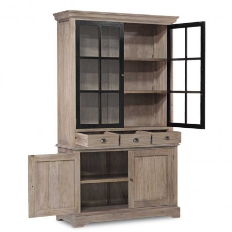 Vitrina de estilo provenzal madera maciza 130x47x215h