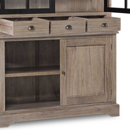 Vitrina de estilo provenzal madera maciza 130x47x215h