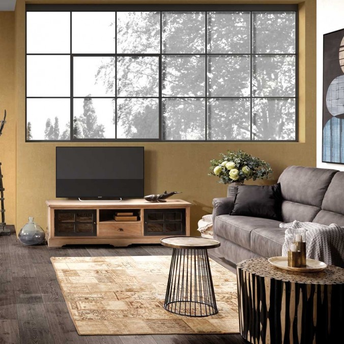 Mueble TV estilo provenzal madera maciza 170x42x50h