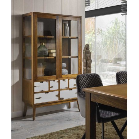 Vitrina 6 cajones de estilo nórdico vintage 110x30x80h