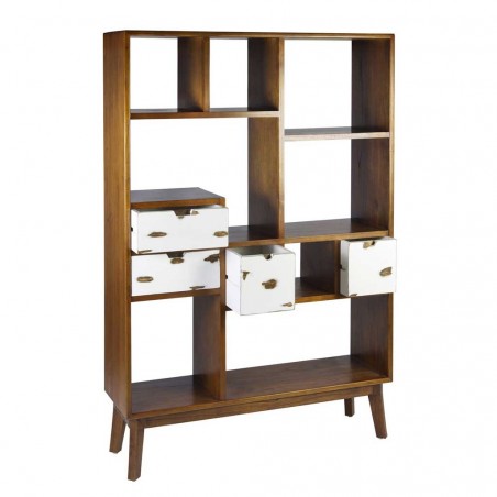 Librería 4 cajones de estilo nórdico vintage 120x35x180h