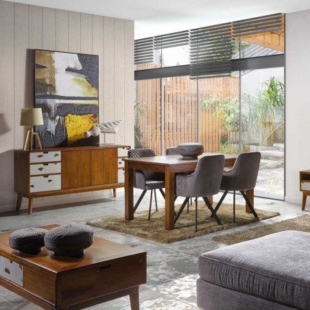 Mesa de centro elevable estilo nórdico vintage 115x60x45-65h