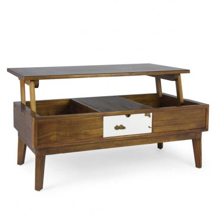 Mesa de centro elevable estilo nórdico vintage 115x60x45-65h