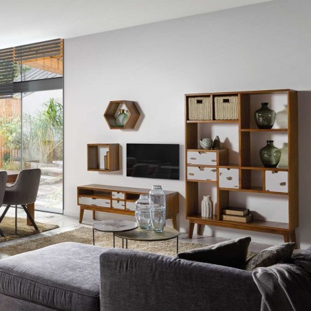 Mueble televisión de estilo nórdico vintage 140x40x50h