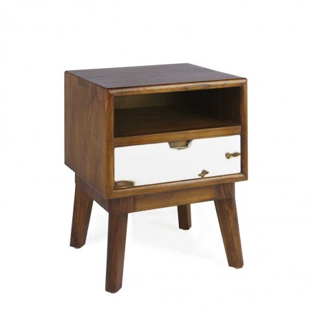 Mesita de noche estilo nórdico vintage 45x40x55h