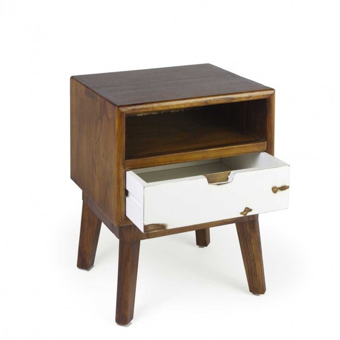 Mesita de noche estilo nórdico vintage 45x40x55h