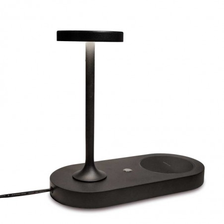 Sobremesa negro luz LED y cargador mávil inducción