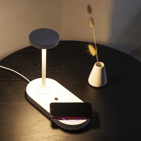 Sobremesa nblanco luz LED y cargador móvil inducción