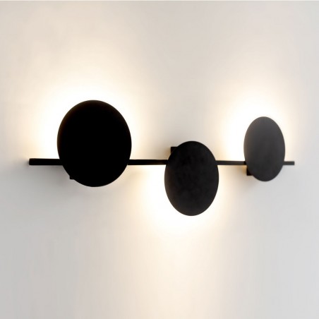 Aplique de pared negro 3 luces LED