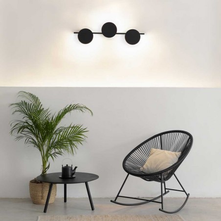 Aplique de pared negro 3 luces LED