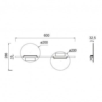 Aplique de pared diseño negro 2 luces LED 2