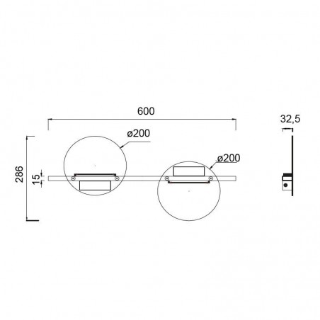 Aplique de pared diseño negro 2 luces LED