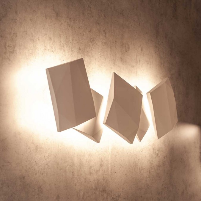 Aplique pared de yeso 19x19cm luz LED 12,5W