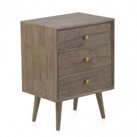 Mesilla 3 cajones estilo Mid Century 48x35x66h chapado abeto