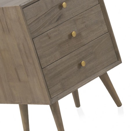 Mesilla 3 cajones estilo Mid Century 48x35x66h chapado abeto