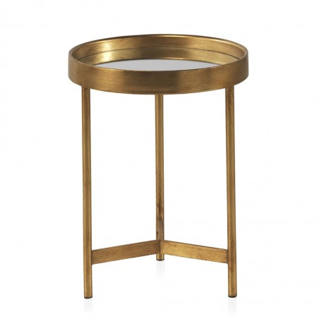 Mesa auxiliar redonda superficie espejo 40x54h