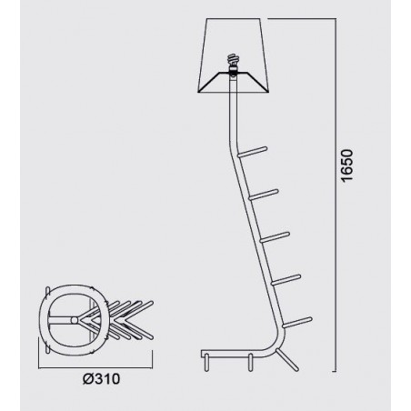 Lámpara de pie diseño serie Centipede azul