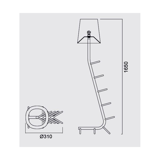 Lámpara de pie diseño serie Centipede negro